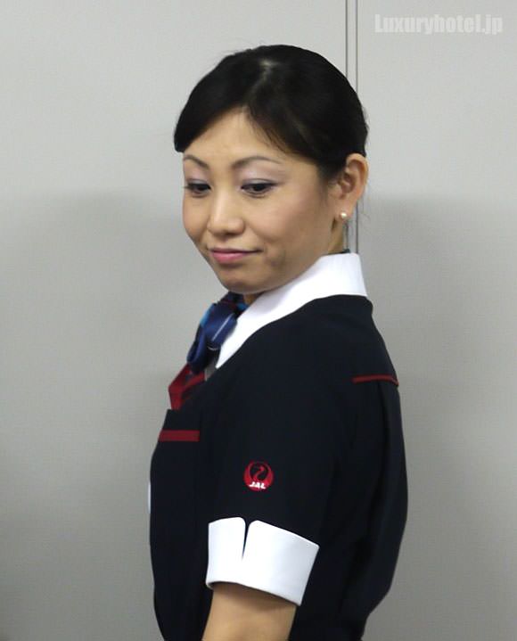 JAL キャビンアテンダント　新制服　ワンピース　腕の鶴丸マーク